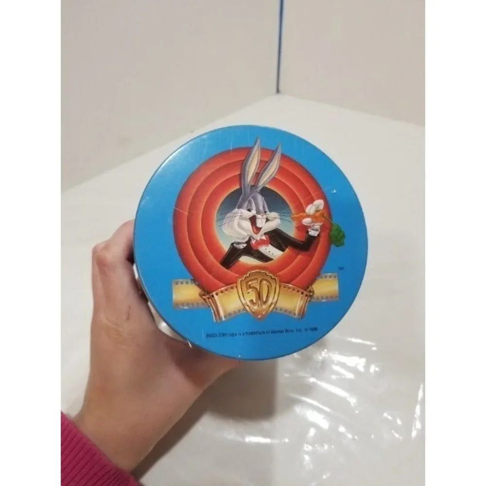 1989 Warner Bros Vintage Loony Tunes Happy Birthday‎ Bugs Blue Tin